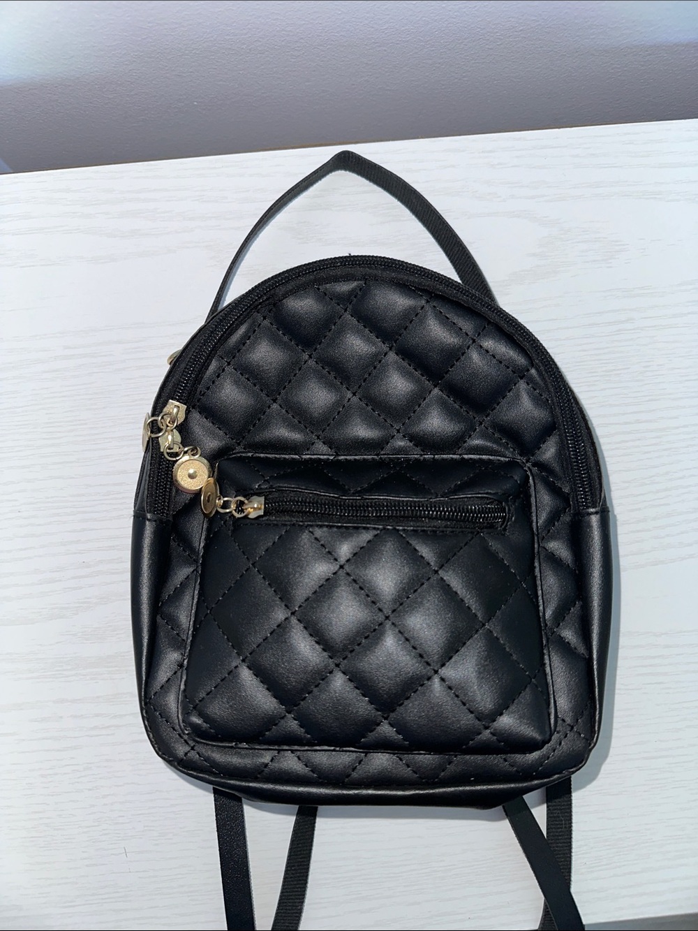 Quilted Black Mini Backpack - Women's Shoulder Bag